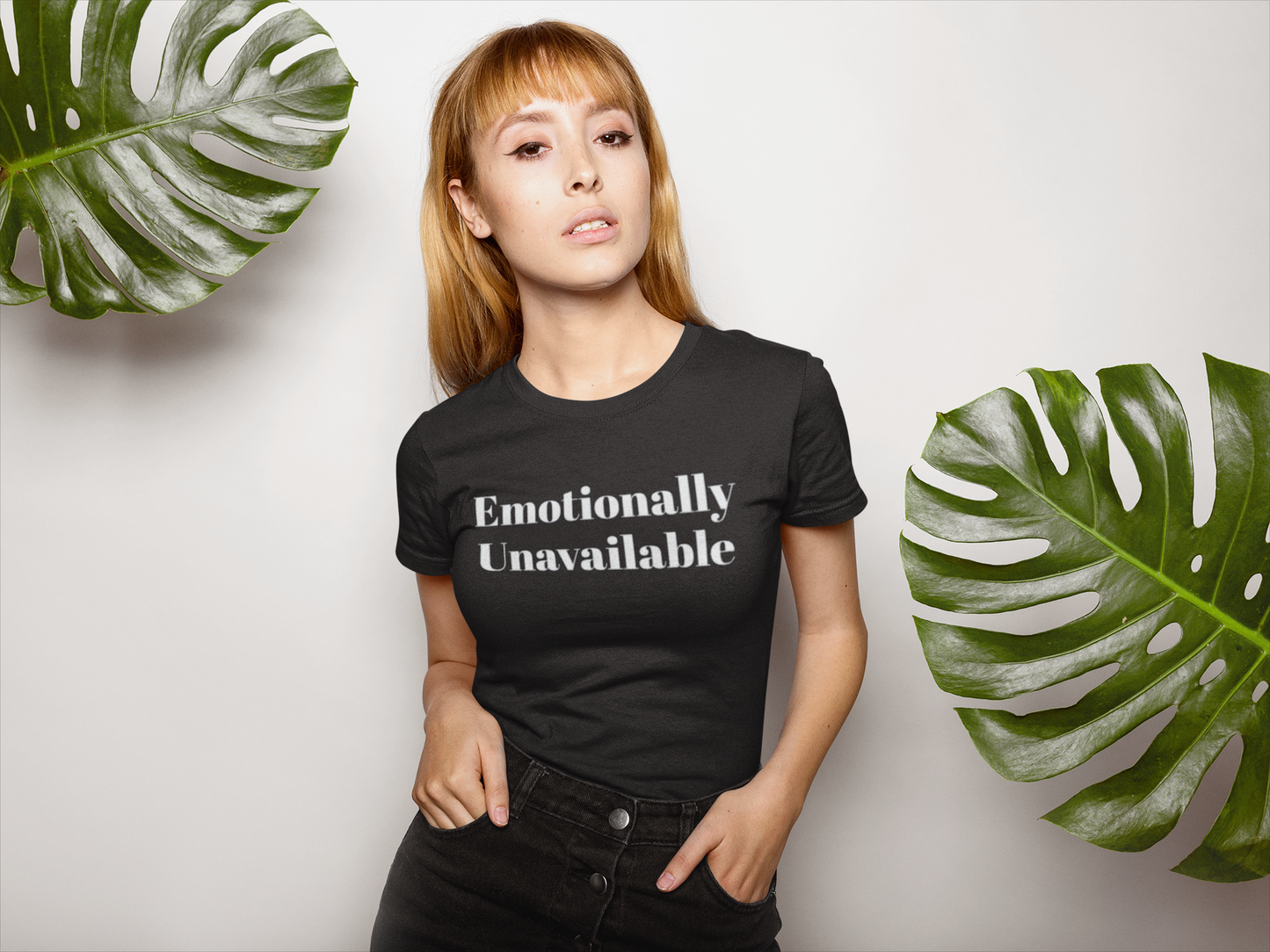 "Emotinally Unavailable" Classic Unisex Crewneck T-shirt Black